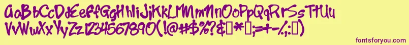 Year2000boogie Font – Purple Fonts on Yellow Background