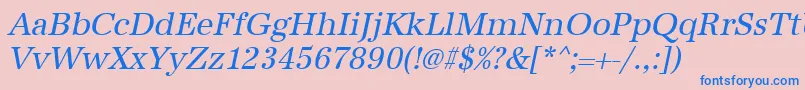 フォントUrwantiquatnarOblique – ピンクの背景に青い文字
