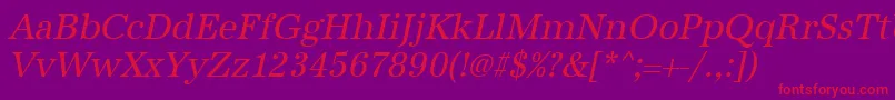 Fonte UrwantiquatnarOblique – fontes vermelhas em um fundo violeta