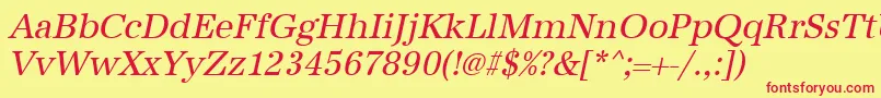 UrwantiquatnarOblique-Schriftart – Rote Schriften auf gelbem Hintergrund