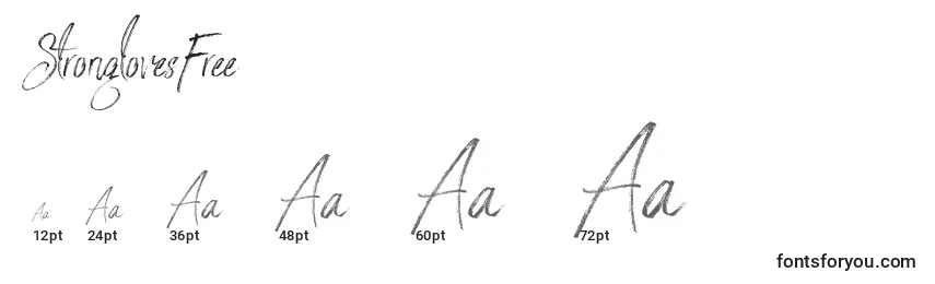 StronglovesFree Font Sizes