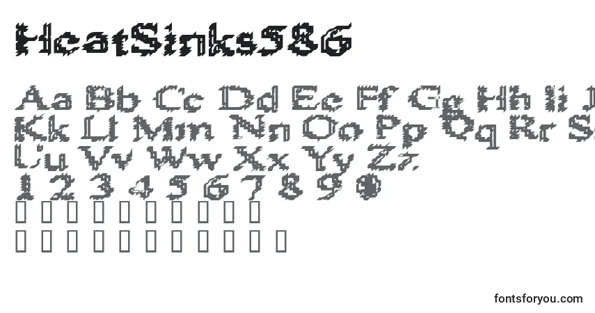 A fonte HeatSinks586 – alfabeto, números, caracteres especiais