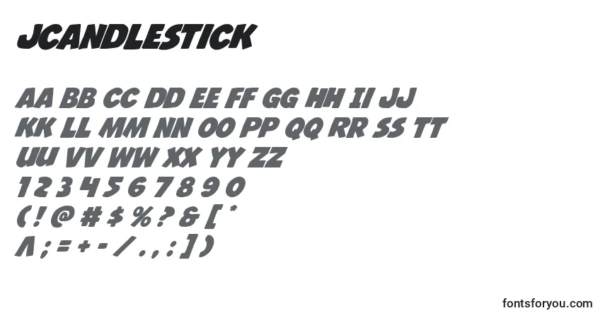 Jcandlestick-fontti – aakkoset, numerot, erikoismerkit