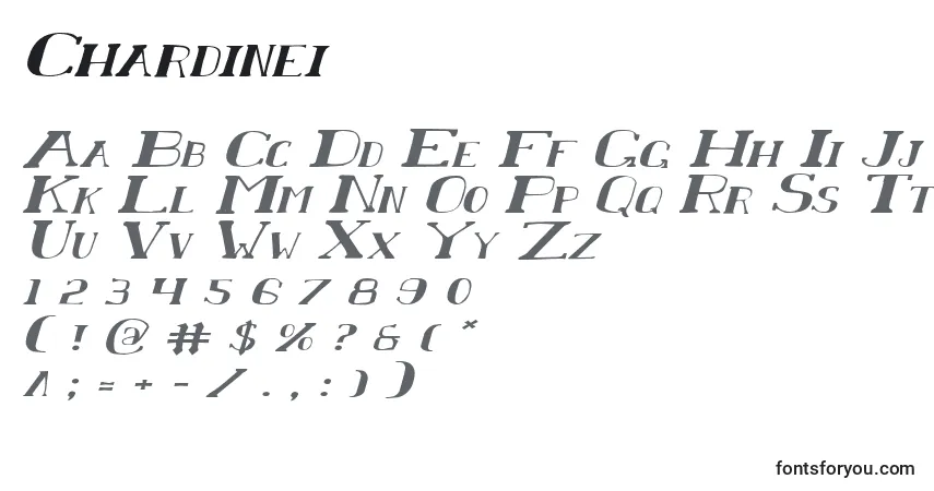 Chardineiフォント–アルファベット、数字、特殊文字