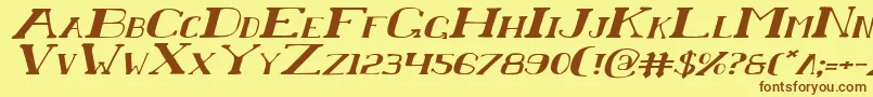 フォントChardinei – 茶色の文字が黄色の背景にあります。