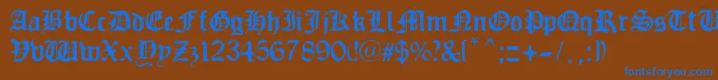 フォントOldEurope – 茶色の背景に青い文字