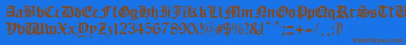 Czcionka OldEurope – brązowe czcionki na niebieskim tle
