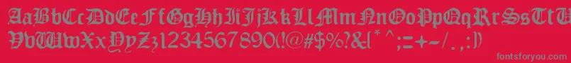 フォントOldEurope – 赤い背景に灰色の文字