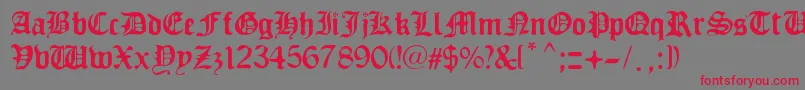 フォントOldEurope – 赤い文字の灰色の背景