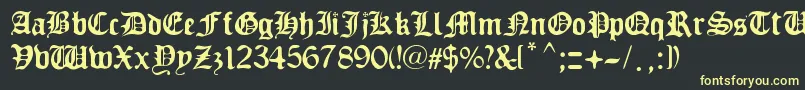 フォントOldEurope – 黒い背景に黄色の文字