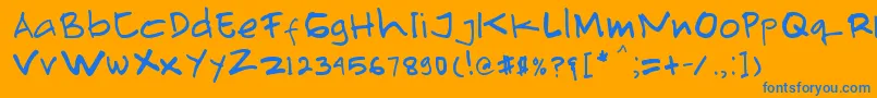 Primahandwrite Font – Blue Fonts on Orange Background