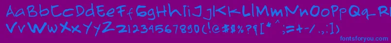 Primahandwrite Font – Blue Fonts on Purple Background