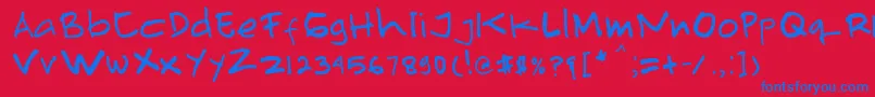 Primahandwrite Font – Blue Fonts on Red Background