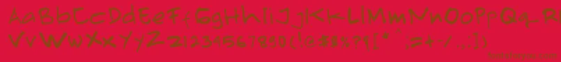 Primahandwrite Font – Brown Fonts on Red Background