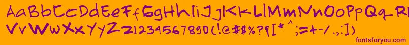 Primahandwrite Font – Purple Fonts on Orange Background