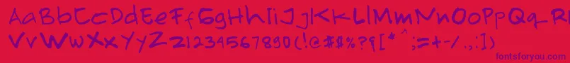 Primahandwrite Font – Purple Fonts on Red Background