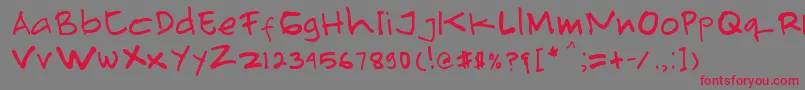 フォントPrimahandwrite – 赤い文字の灰色の背景