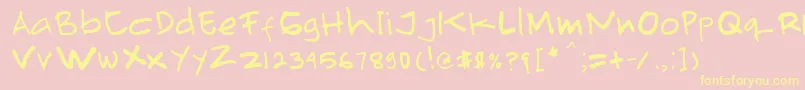 Primahandwrite Font – Yellow Fonts on Pink Background