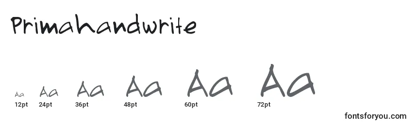 Размеры шрифта Primahandwrite