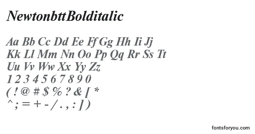 Schriftart NewtonbttBolditalic – Alphabet, Zahlen, spezielle Symbole