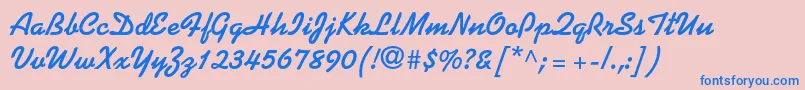 KaufmannstdBold-Schriftart – Blaue Schriften auf rosa Hintergrund