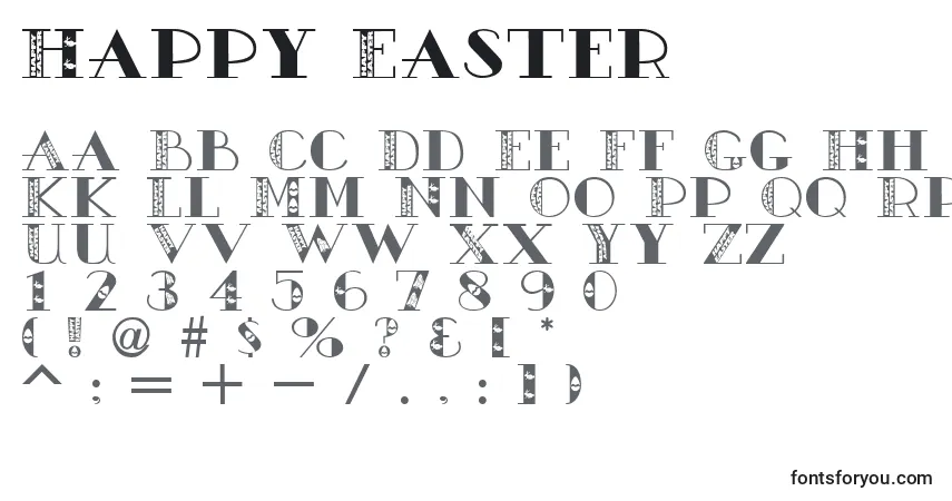 Czcionka Happy Easter – alfabet, cyfry, specjalne znaki
