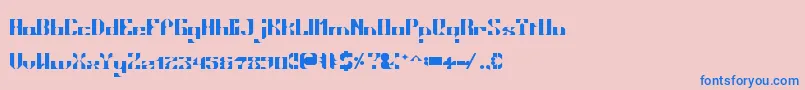 Techsquisite-Schriftart – Blaue Schriften auf rosa Hintergrund