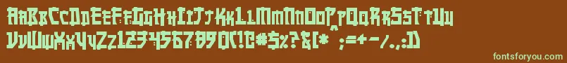 MangaBold-fontti – vihreät fontit ruskealla taustalla
