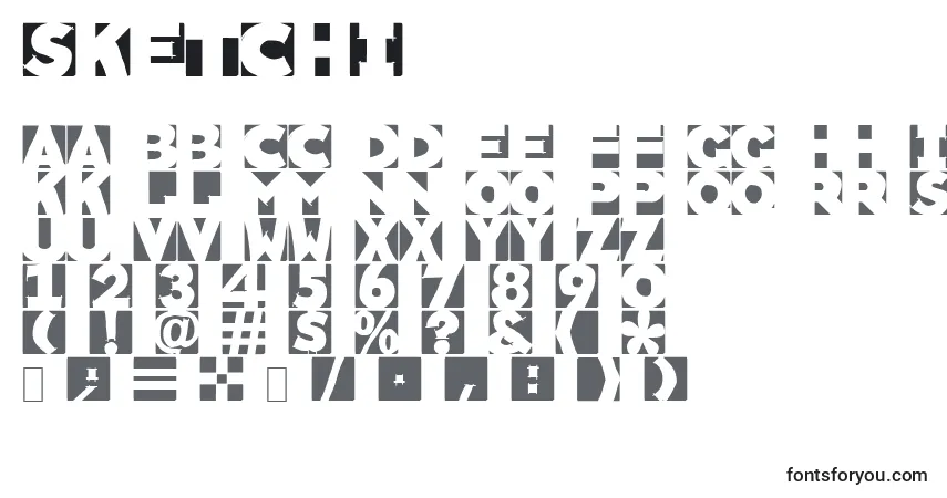 A fonte Sketchi – alfabeto, números, caracteres especiais