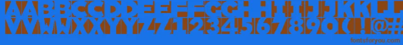 フォントSketchi – 茶色の文字が青い背景にあります。