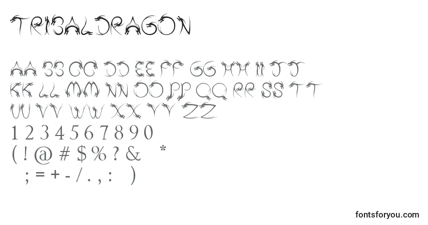 Schriftart TribalDragon – Alphabet, Zahlen, spezielle Symbole