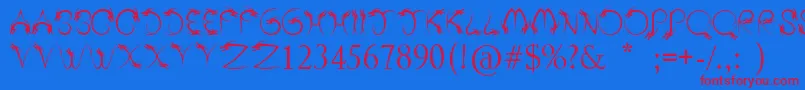 TribalDragon-Schriftart – Rote Schriften auf blauem Hintergrund