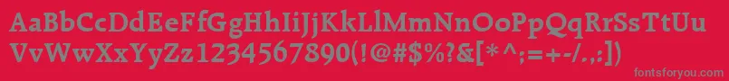 フォントRaleighLtBold – 赤い背景に灰色の文字