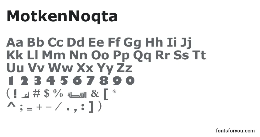 A fonte MotkenNoqta – alfabeto, números, caracteres especiais