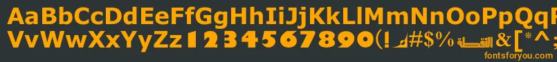 MotkenNoqta-Schriftart – Orangefarbene Schriften auf schwarzem Hintergrund
