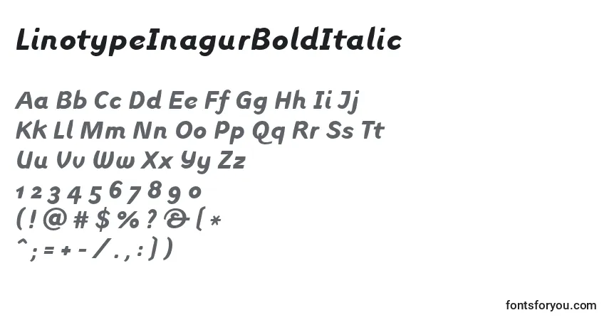 Шрифт LinotypeInagurBoldItalic – алфавит, цифры, специальные символы