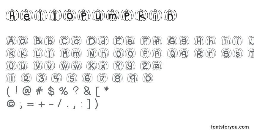 Czcionka Hellopumpkin – alfabet, cyfry, specjalne znaki