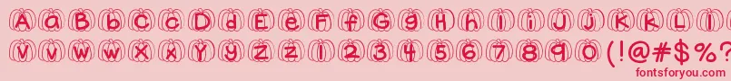 Hellopumpkin-Schriftart – Rote Schriften auf rosa Hintergrund