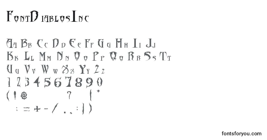 FontDiablosIncフォント–アルファベット、数字、特殊文字