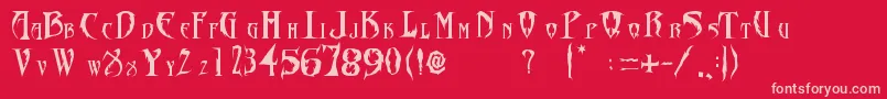 FontDiablosInc-Schriftart – Rosa Schriften auf rotem Hintergrund