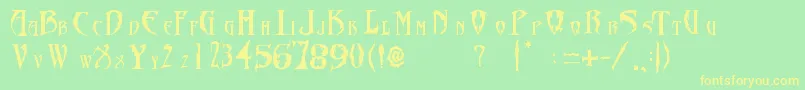 FontDiablosInc-fontti – keltaiset fontit vihreällä taustalla
