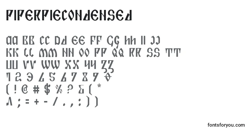 A fonte PiperPieCondensed – alfabeto, números, caracteres especiais
