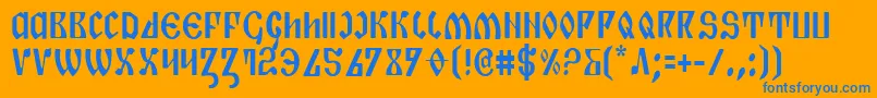 PiperPieCondensed-Schriftart – Blaue Schriften auf orangefarbenem Hintergrund