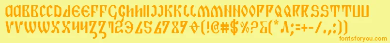 フォントPiperPieCondensed – オレンジの文字が黄色の背景にあります。