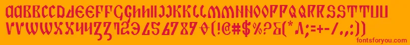 PiperPieCondensed-Schriftart – Rote Schriften auf orangefarbenem Hintergrund