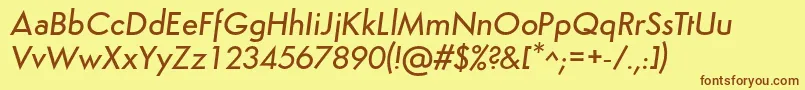 SemplicitaMediumItalic-fontti – ruskeat fontit keltaisella taustalla