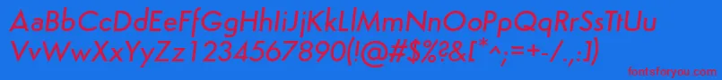 SemplicitaMediumItalic Font – Red Fonts on Blue Background