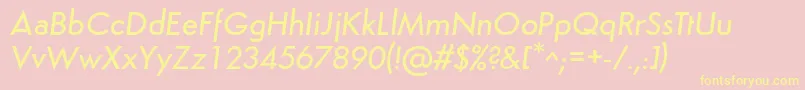 フォントSemplicitaMediumItalic – 黄色のフォント、ピンクの背景