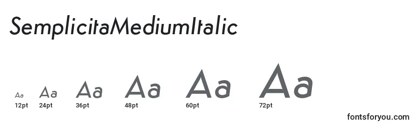 Größen der Schriftart SemplicitaMediumItalic