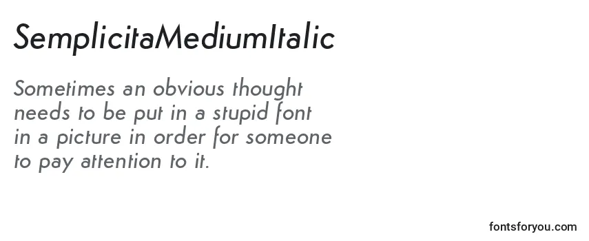 SemplicitaMediumItalic Font